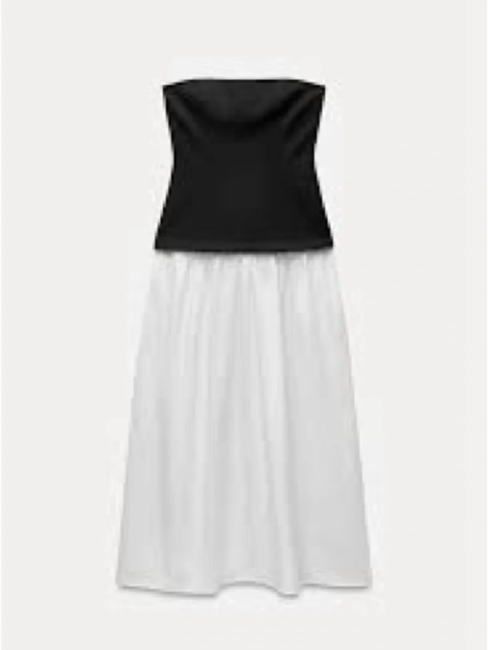 zara strapless poplin white and black dress Sz M - Picture 4 of 10